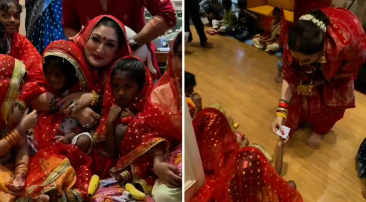 Govinda wife Sunita Ahuja performed Kanya Pujan with son Yashvardhan (2)