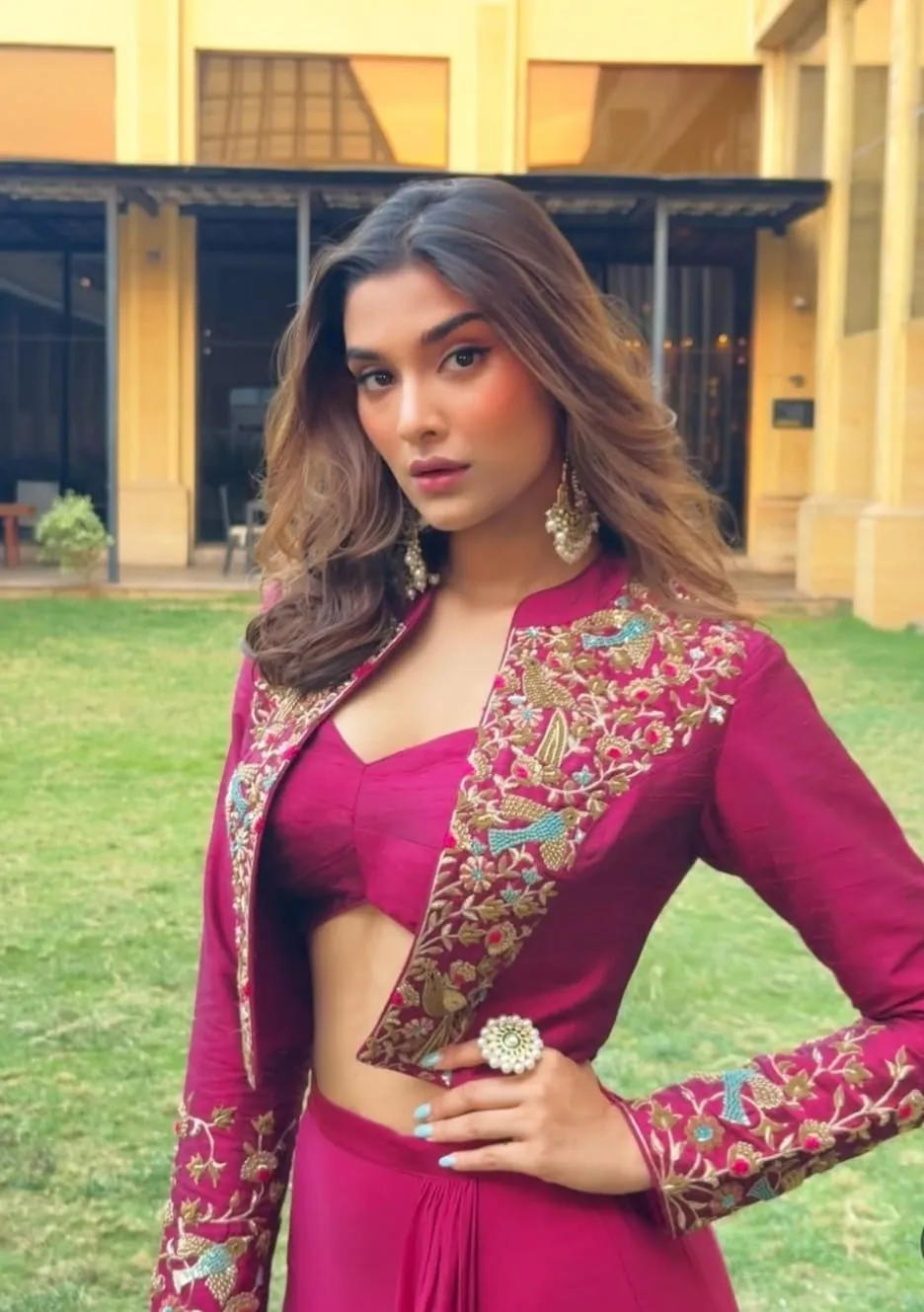 Saiee Manjrekar  Navratri Pink Fashion