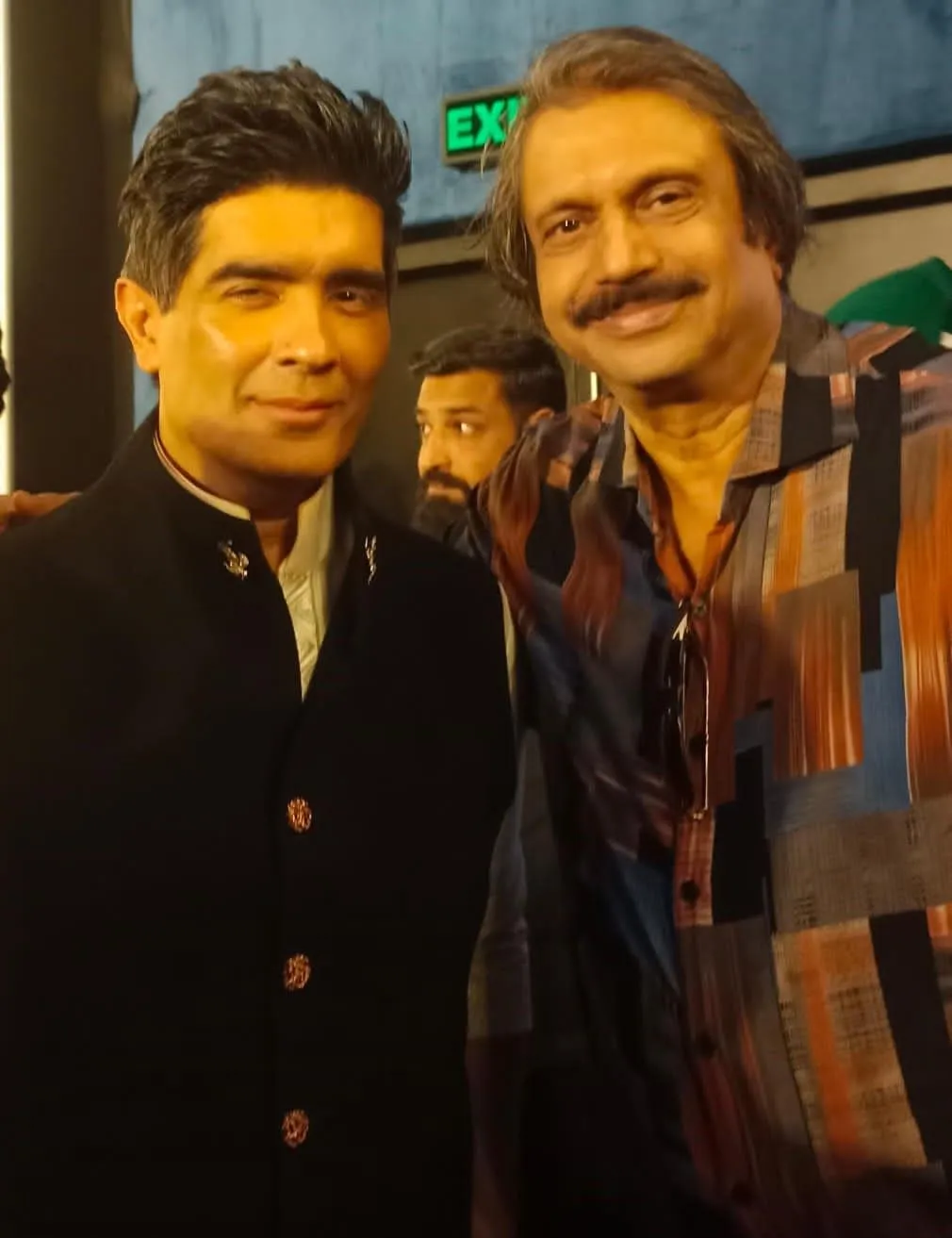 International designer-producer Manish Malhotra greets sr journalist Chaitanya Padukone