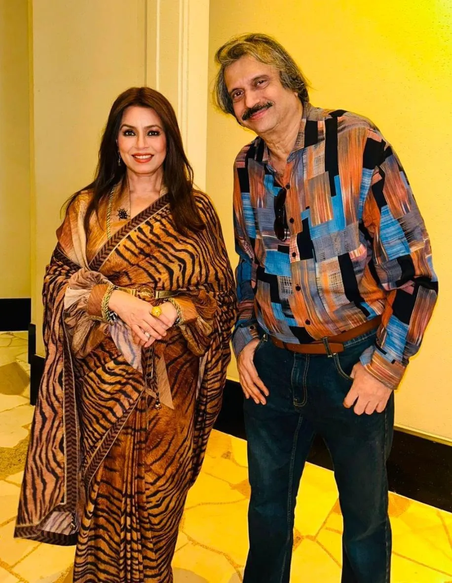 Bollywood star actress Mahima Chaudhry with sr journalist Chaitanya Padukone