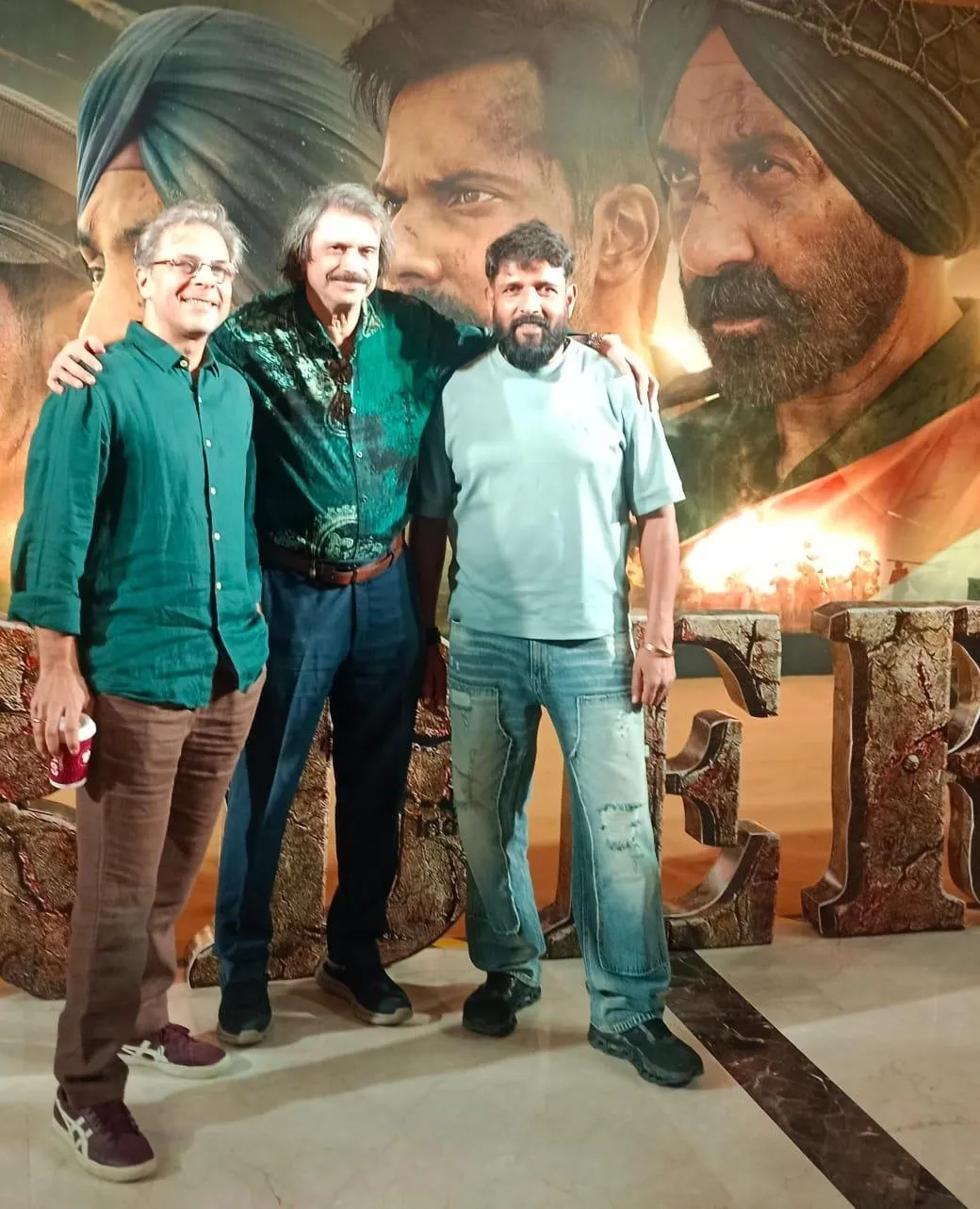 Border 2- Cinematographer Anshul Chobey and action director  Ravi Varma with Chaitanya Padukone (centre)