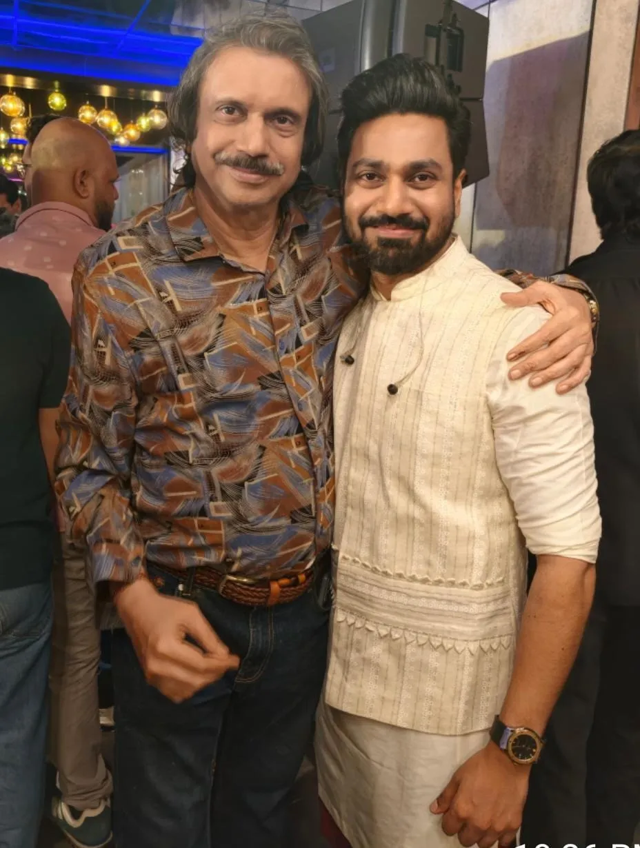 Border 2-composer Mithoon ( right) with journalist Chaitanya Padukone