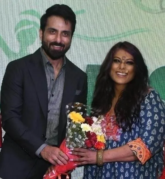 Real-life hero Sonu Sood  honours Anusha Srinivasan Iyer at  Society Wellness mag launch-