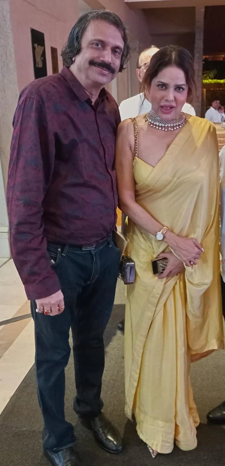 Actress Poonam Jhawer (right)  with sr journalist Chaitanya Padukone at past showbiz event