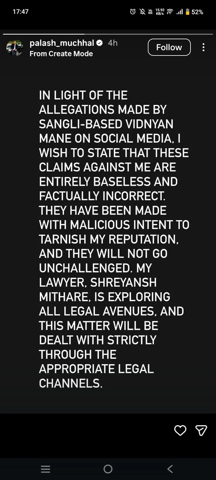 Palaash Muchhal Post