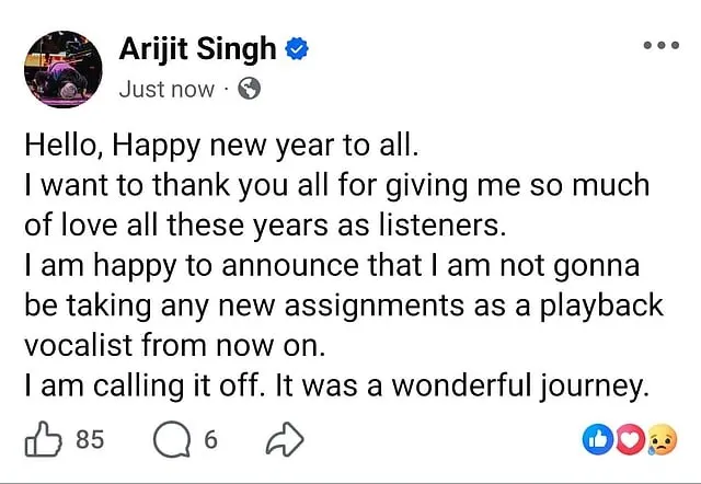 Arijit Singh facebook