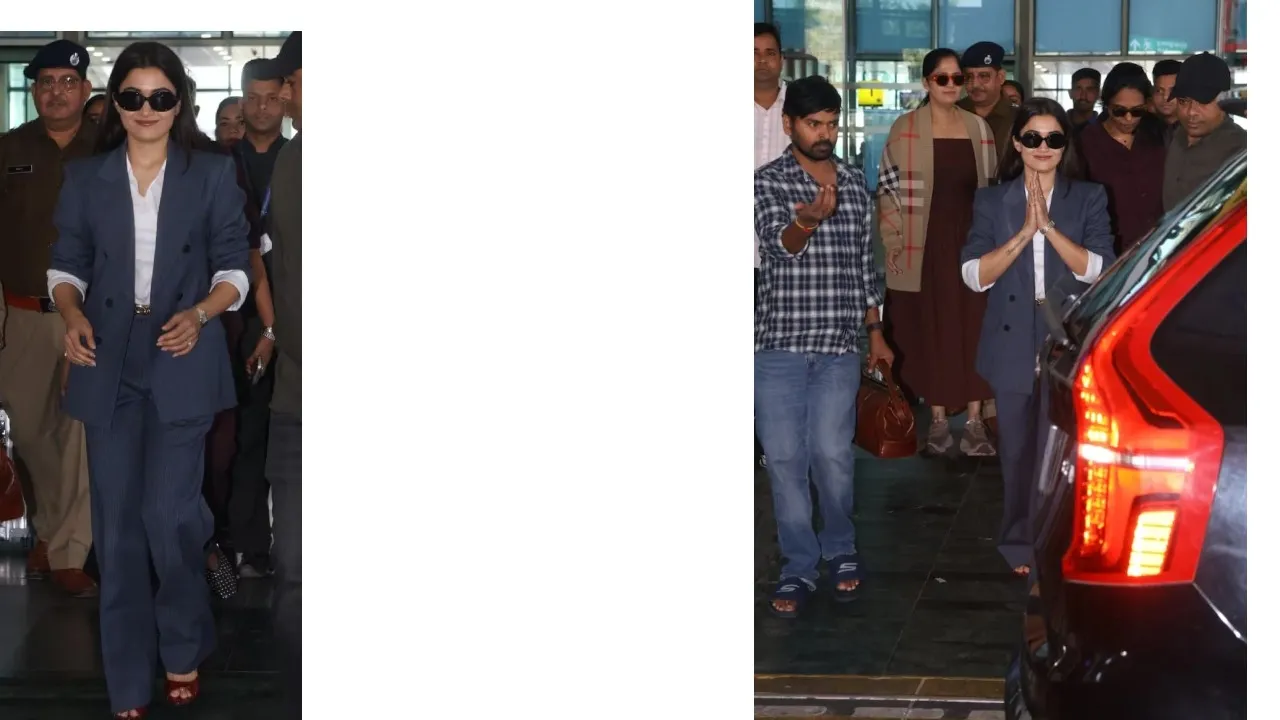 Rashmika mandanna at udaipura airport