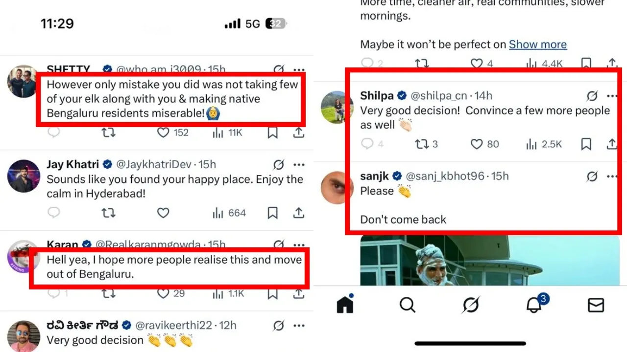 bengaluru vs hyderabad social media post