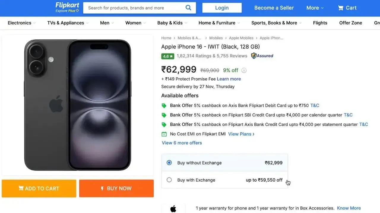 Black Friday Sale: iPhone 16 price drop alert! Flipkart offering HUGE discount - get it for just Rs...