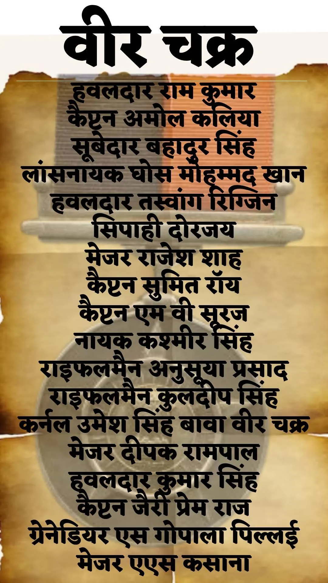 list of Param Vir Chakra Mahavir Chakra and vir Chakra Awardee of Kargil War