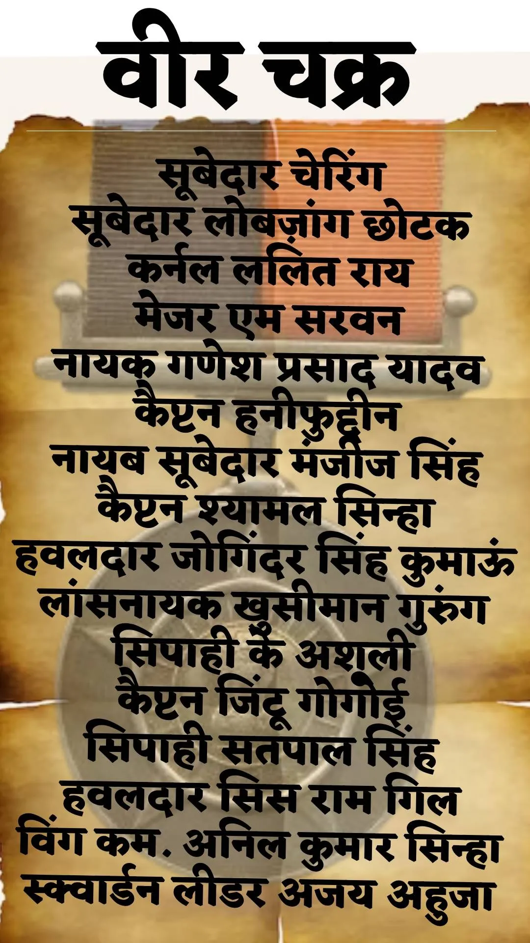 list of Param Vir Chakra Mahavir Chakra and vir Chakra Awardee of Kargil War