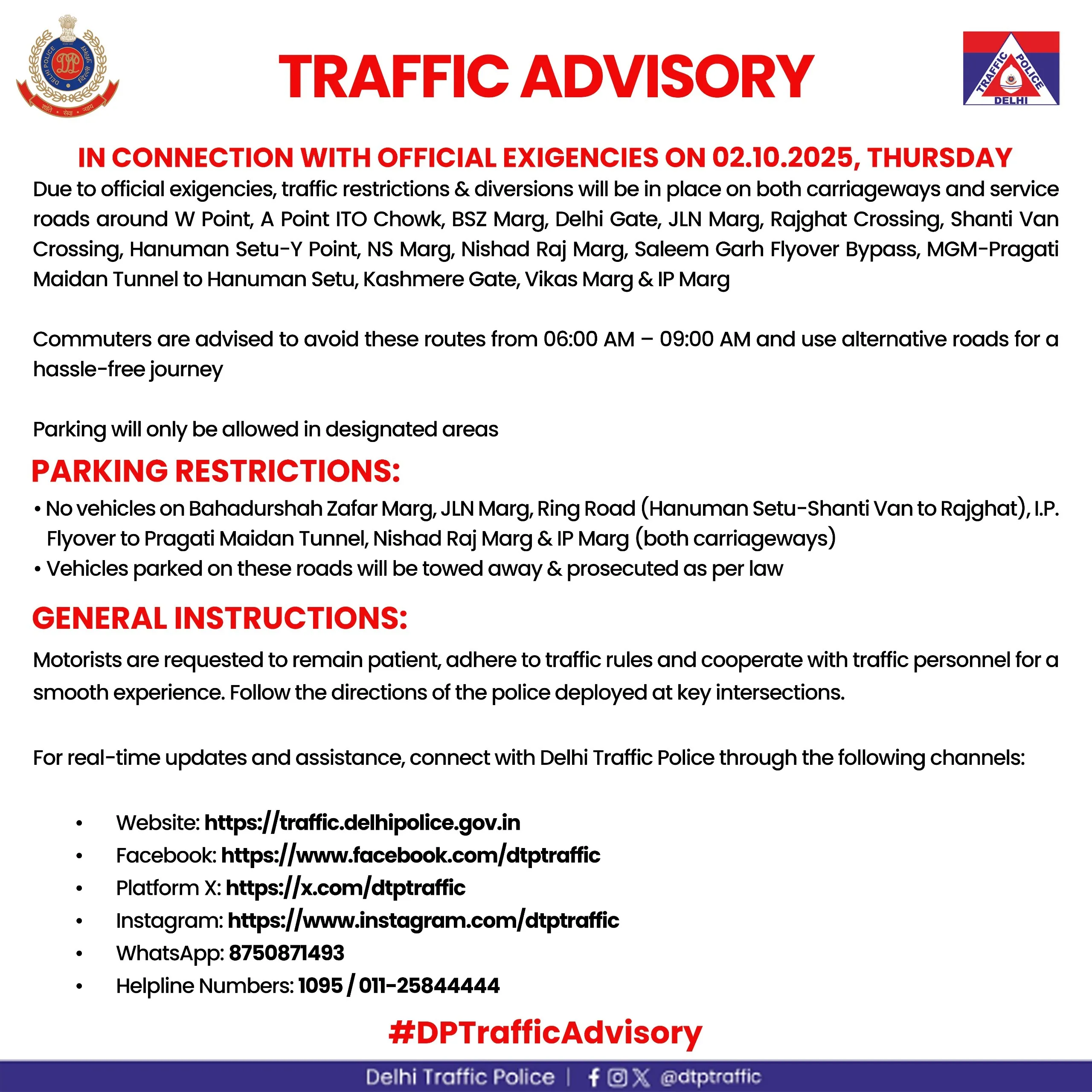 dp traffic advisory