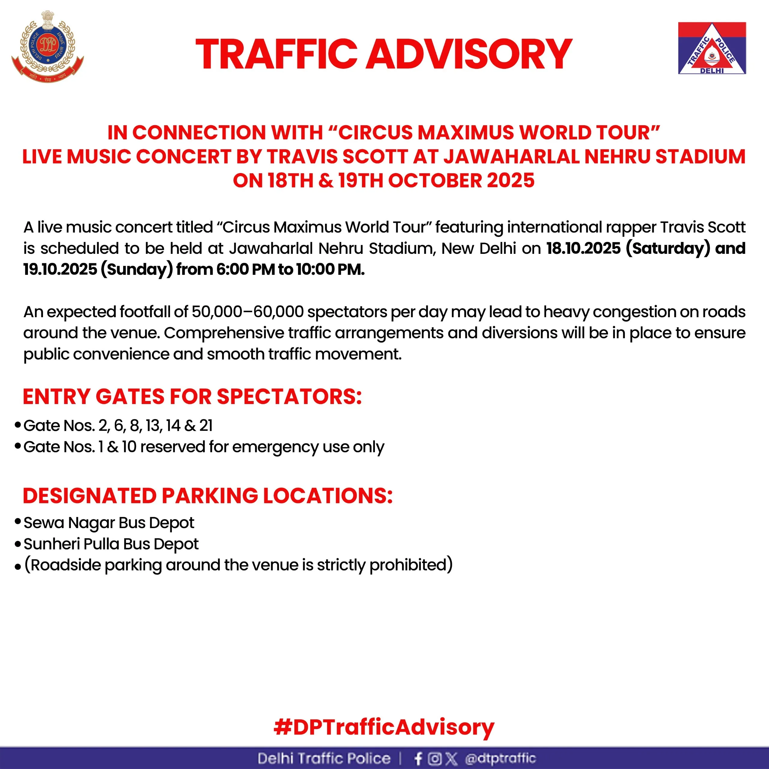 delhi traffic advisory 18 october 2025