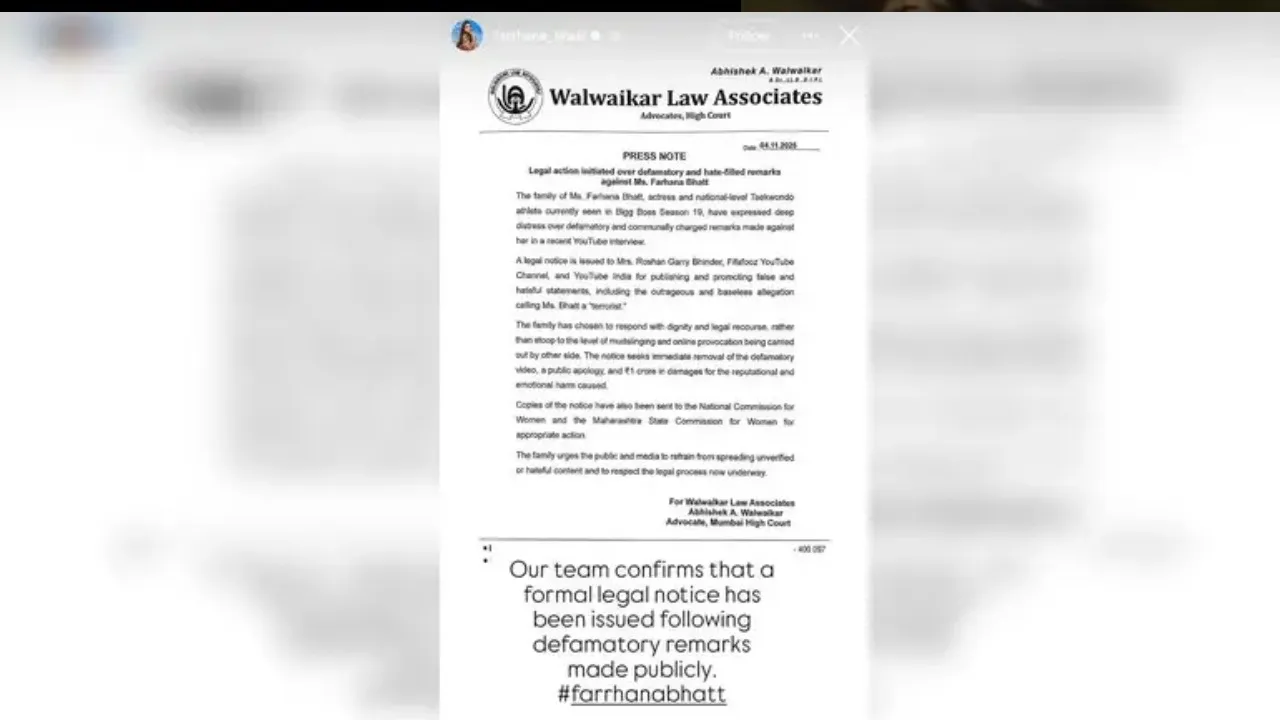 Bigg Boss 19 Farhana Bhatt Family Files 1 Crore Rupees Defamation Case