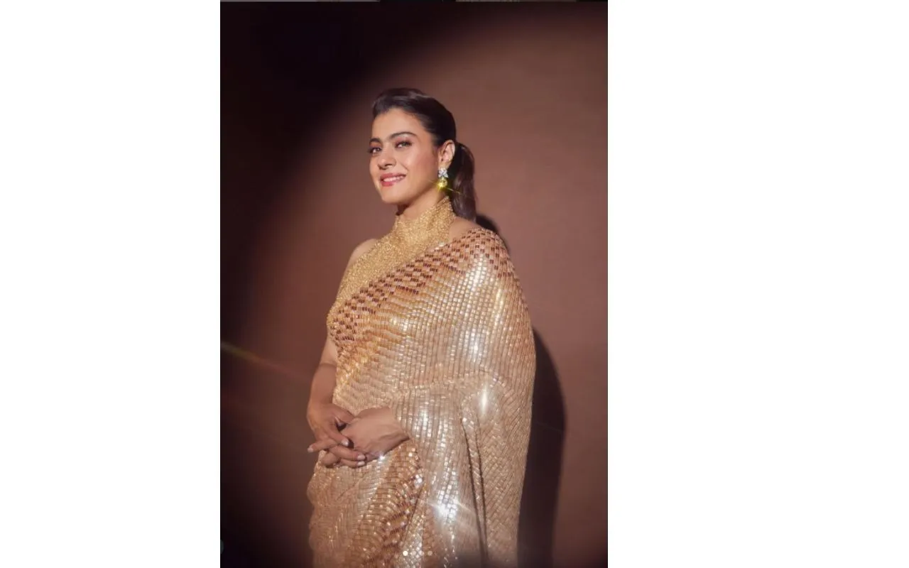 Kajol Inspired Golden Saree For Womens