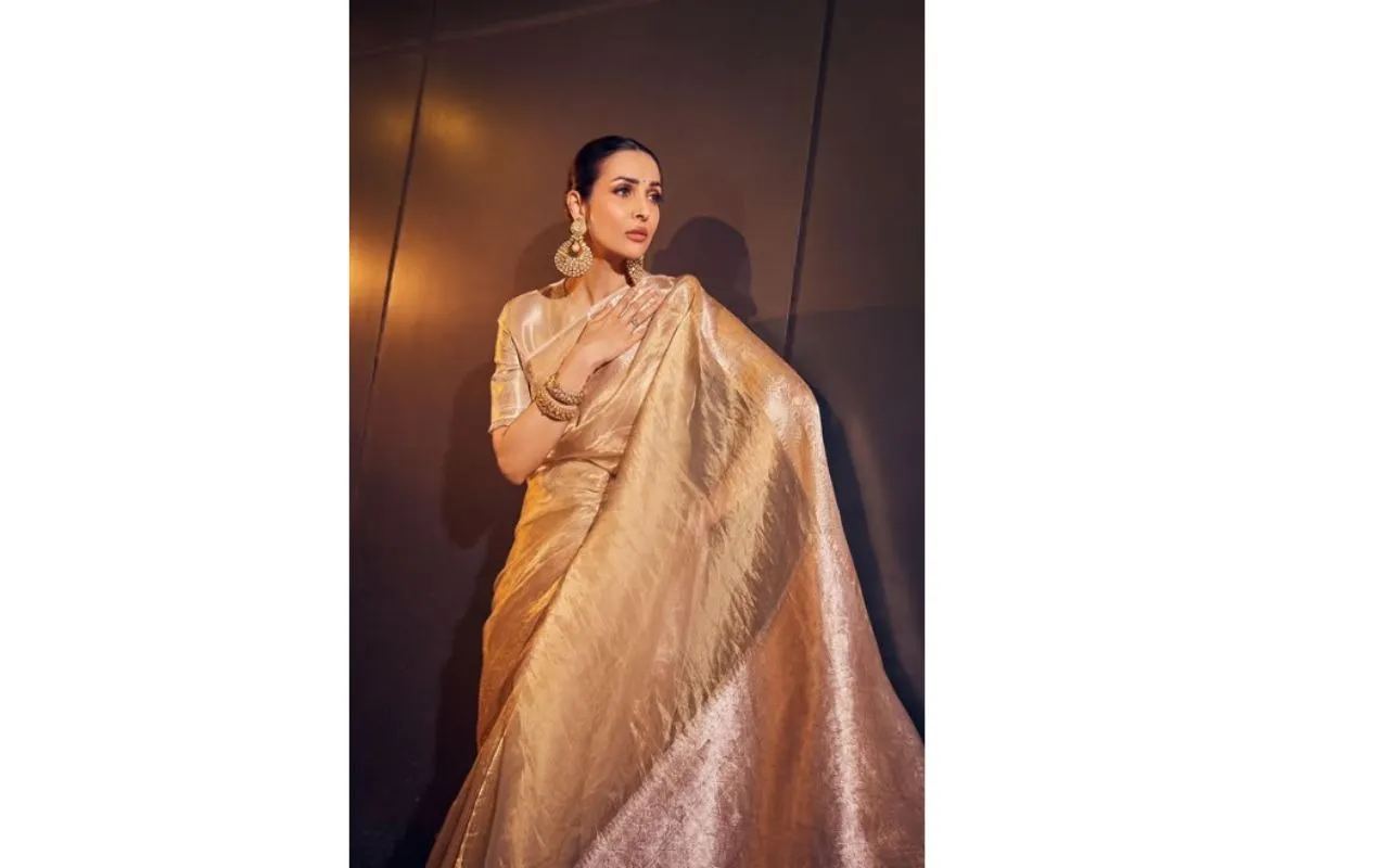 Malaika Arora Golden Saree For Womens