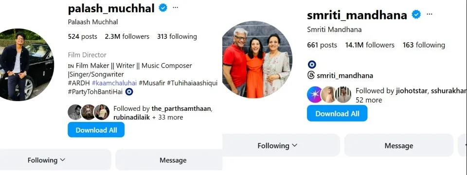 Palash Muchhal, Smriti Mandhana