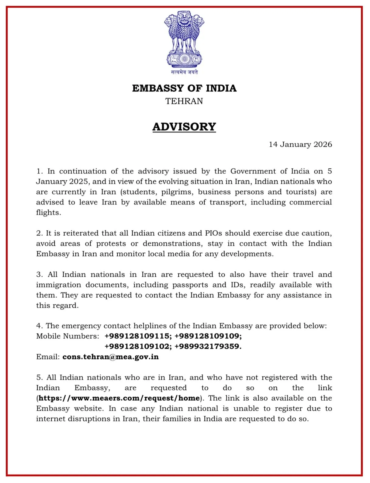 ADVISORY BY INDIA