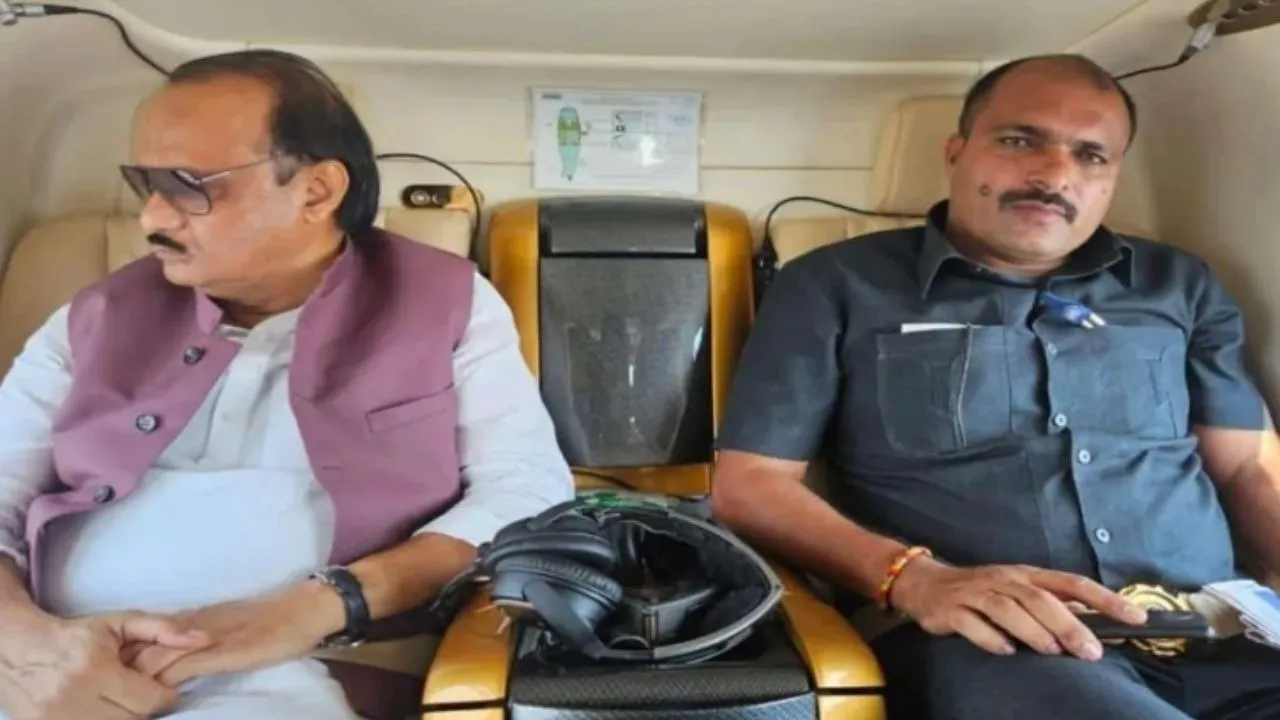 Ajit Pawar pic with bodyguard