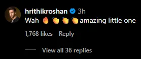 Hrithik Roshan's comment