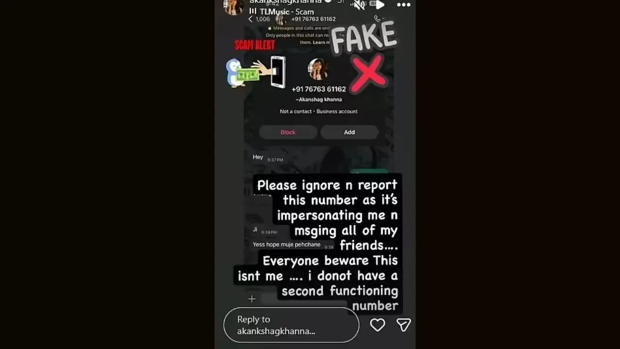 Akanksha Chamola issues scam alert