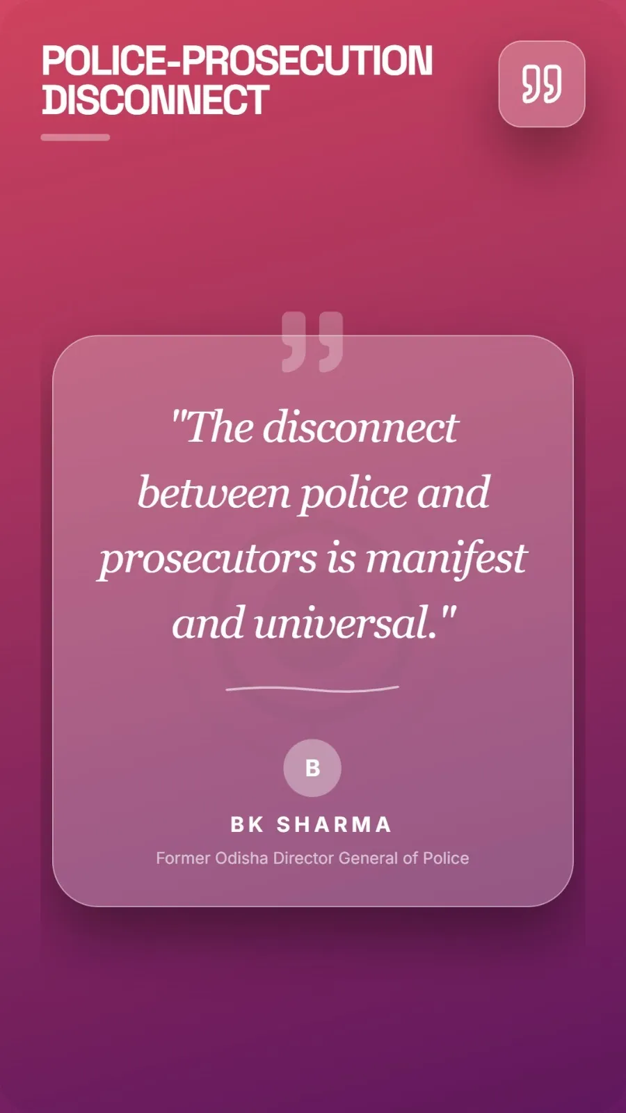 BK Sharma on convictions