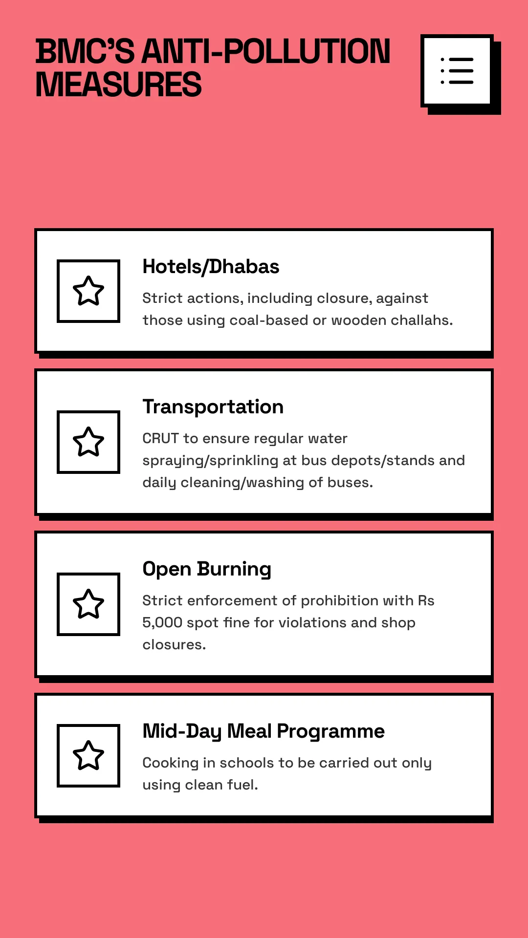 BMC anti-pollution measures