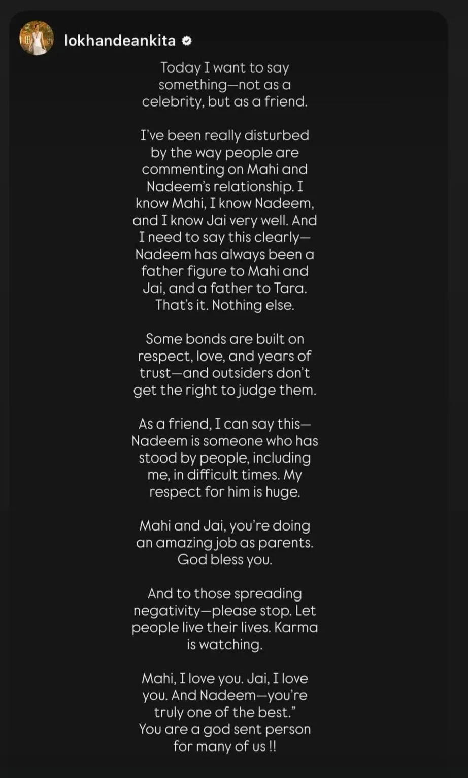 Ankita's Insta Story