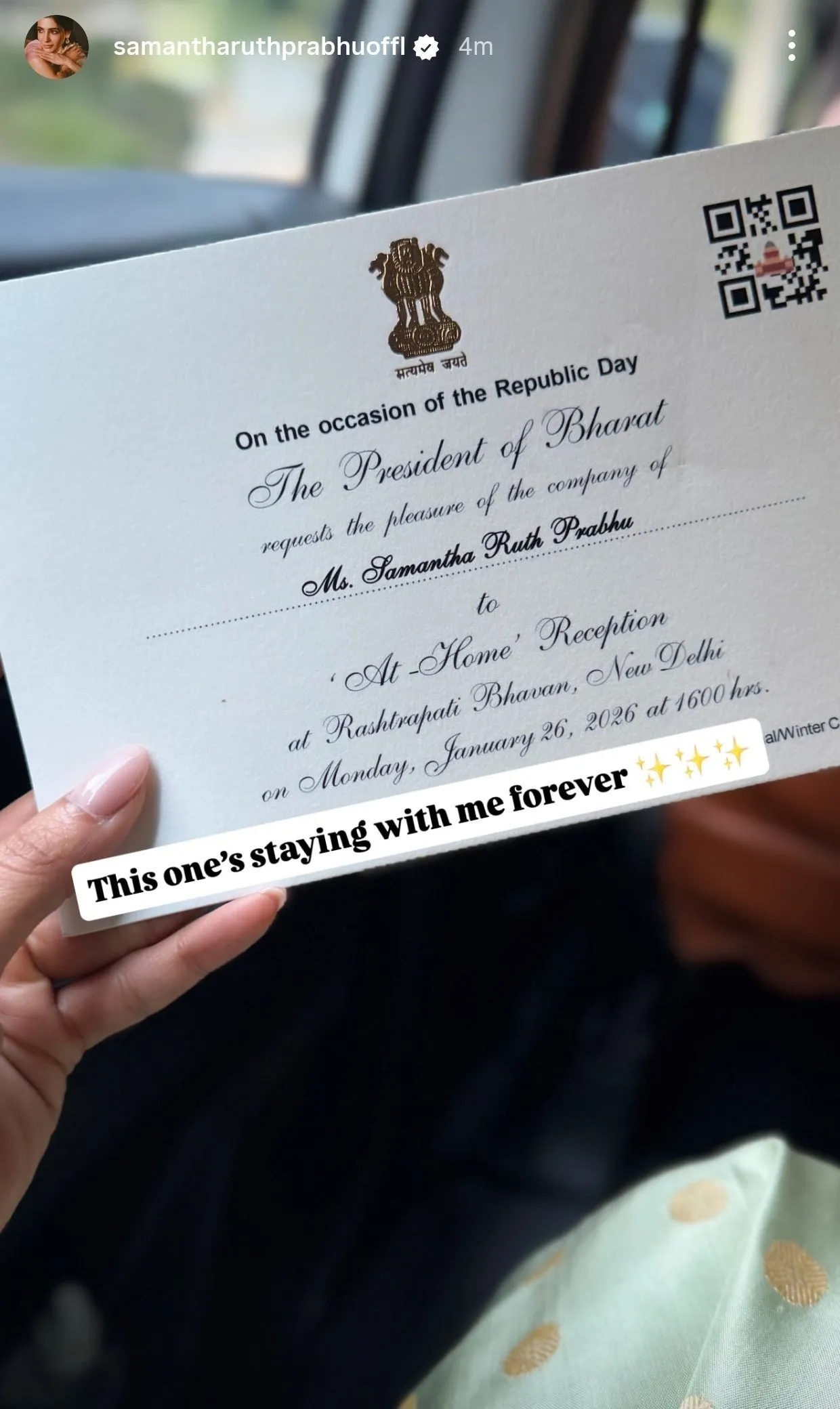 Samantha's Insta Story