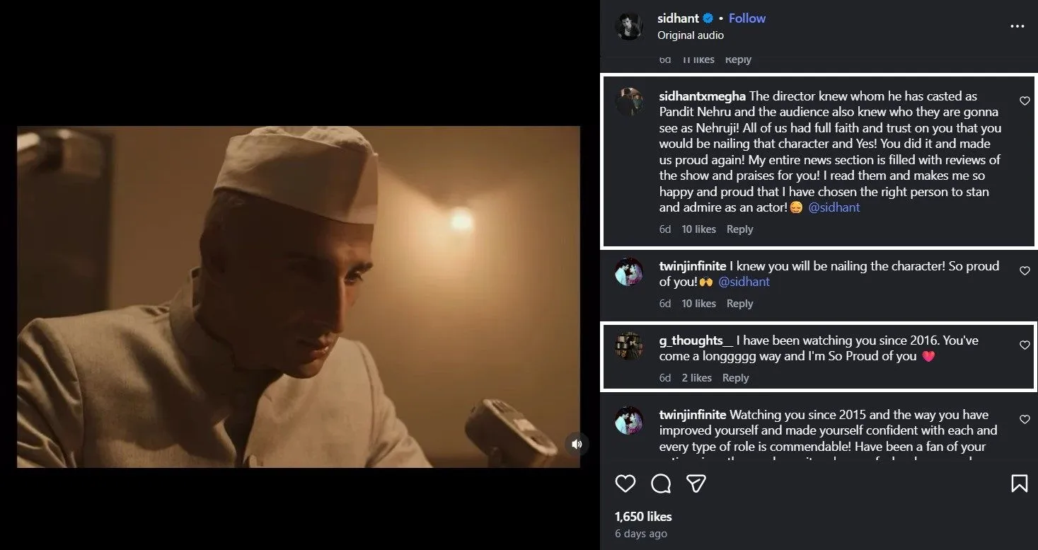 Sidhant's Instagram Post