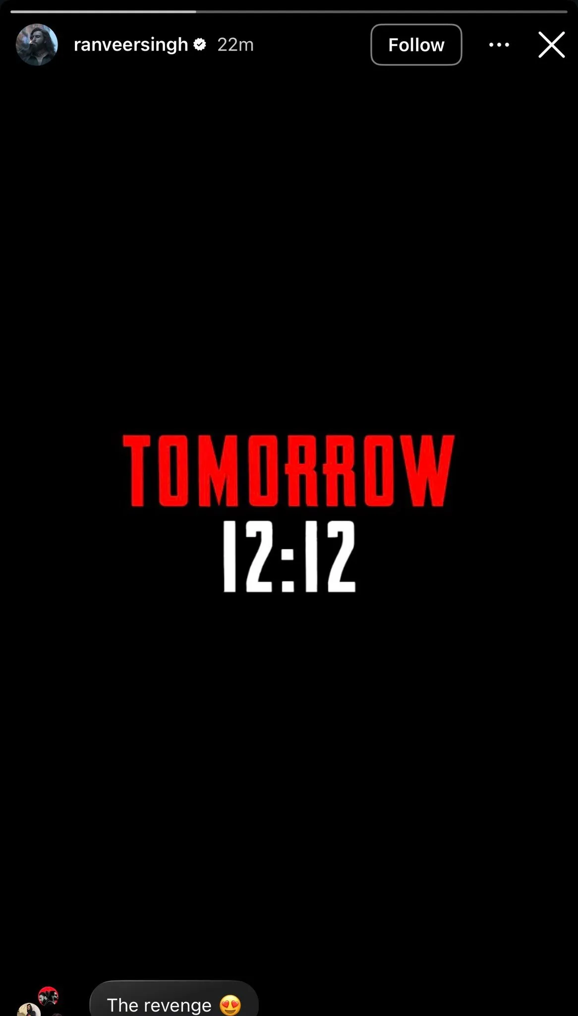 Ranveer's Insta Story