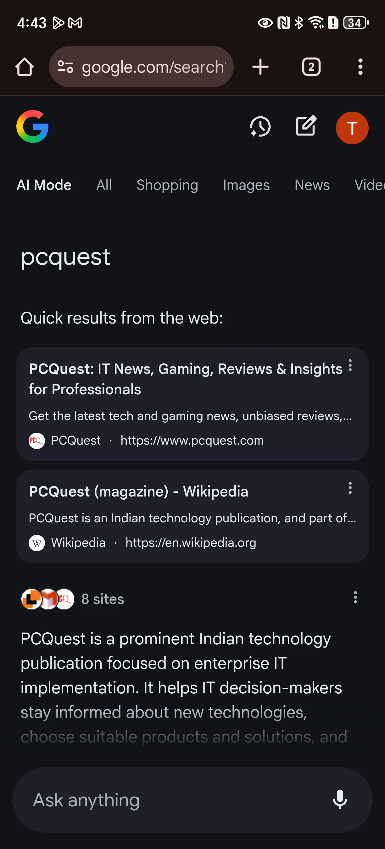 google ai mode mobile