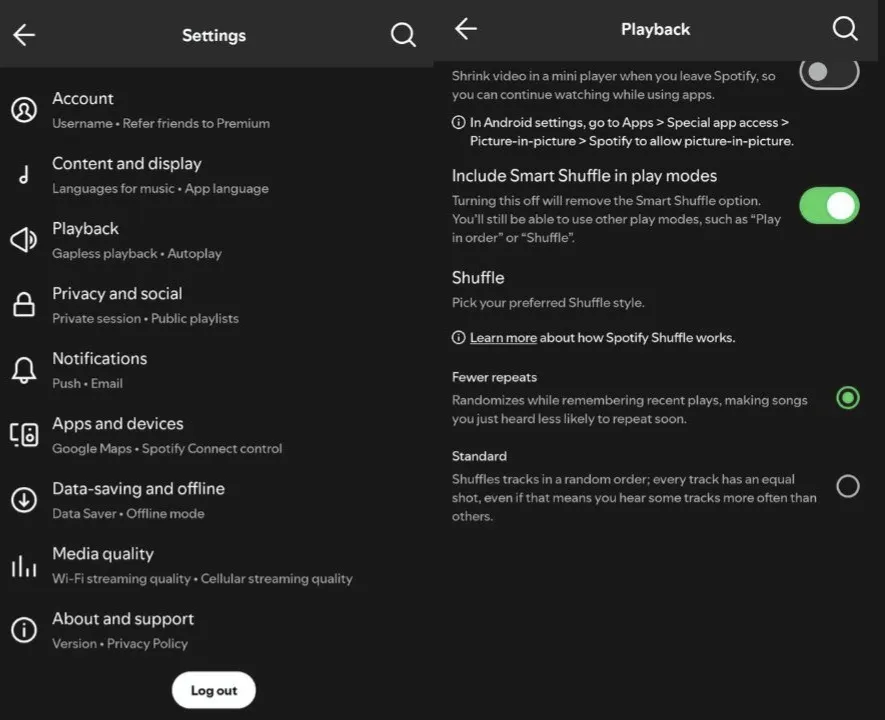 How to switch between shuffle version modes