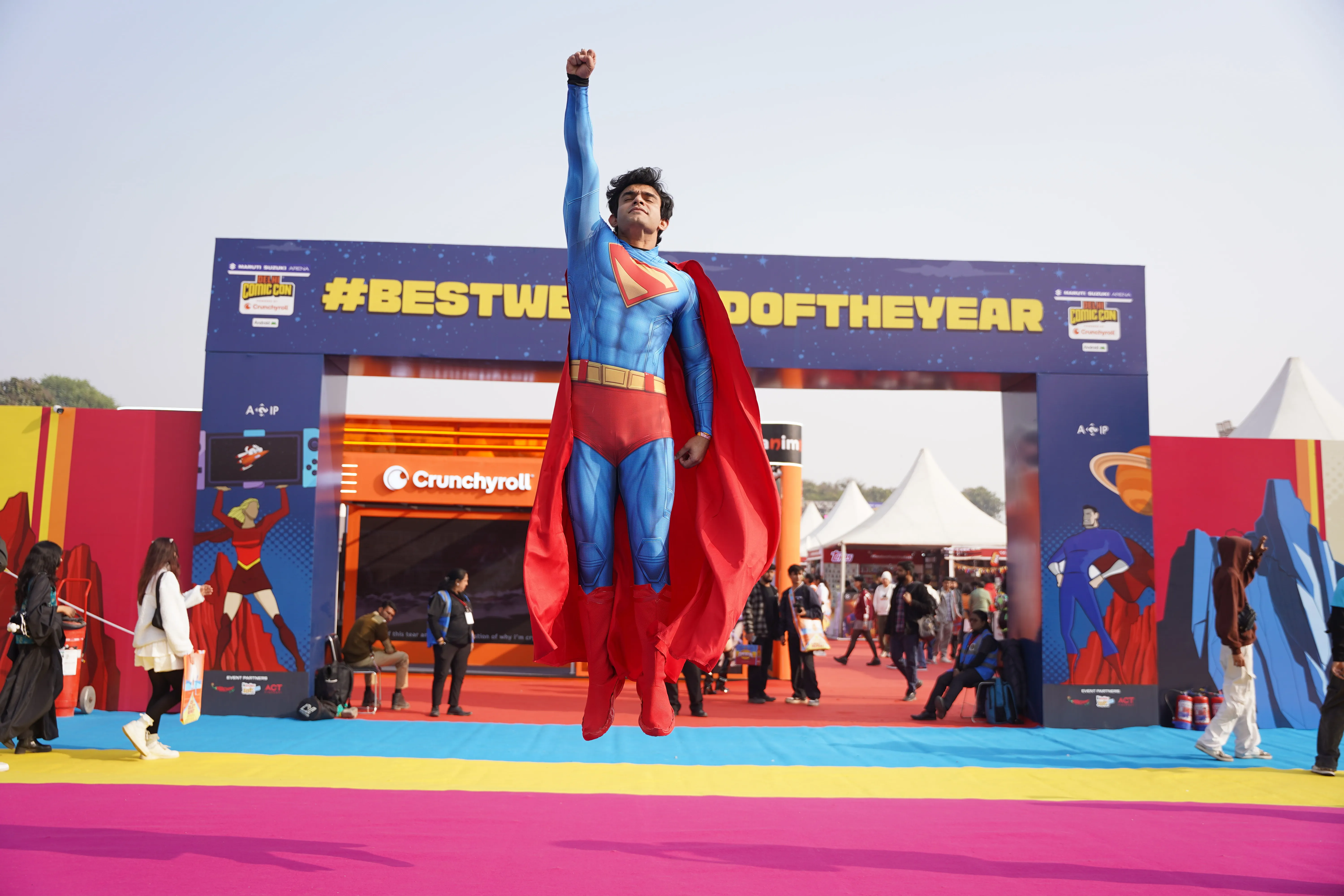Cosplayer as superman at Delhi Comic Con on Day 1