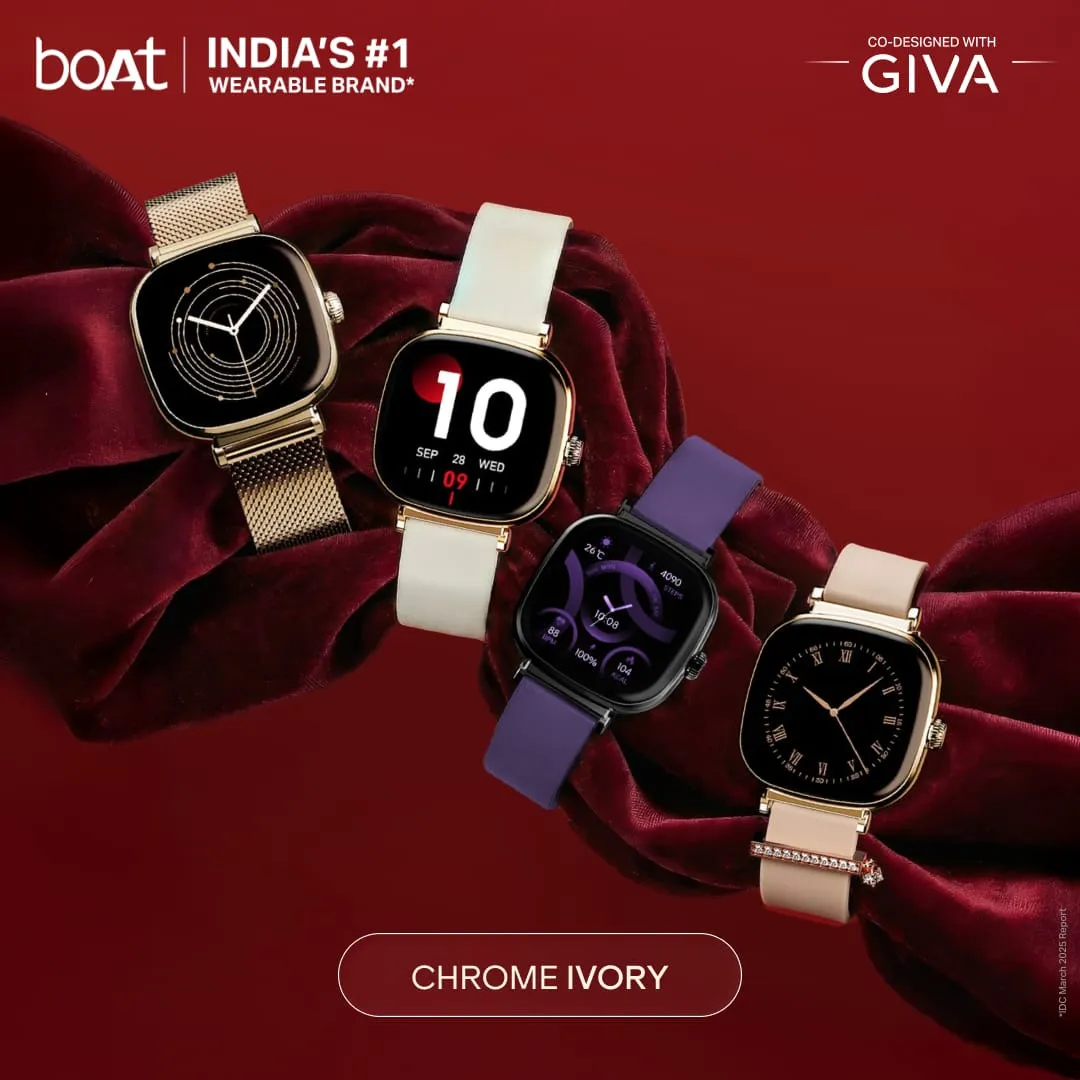 boAt Chrome Ivory smartwatch launches with AMOLED display and jewellery inspired design