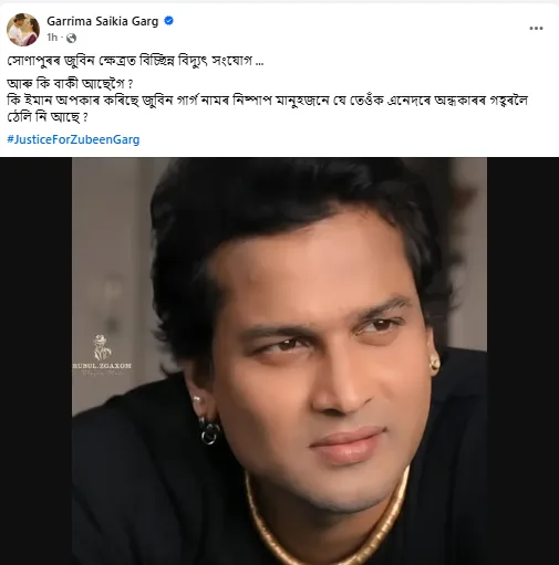Garima Saikia Garg's social media post on the matter