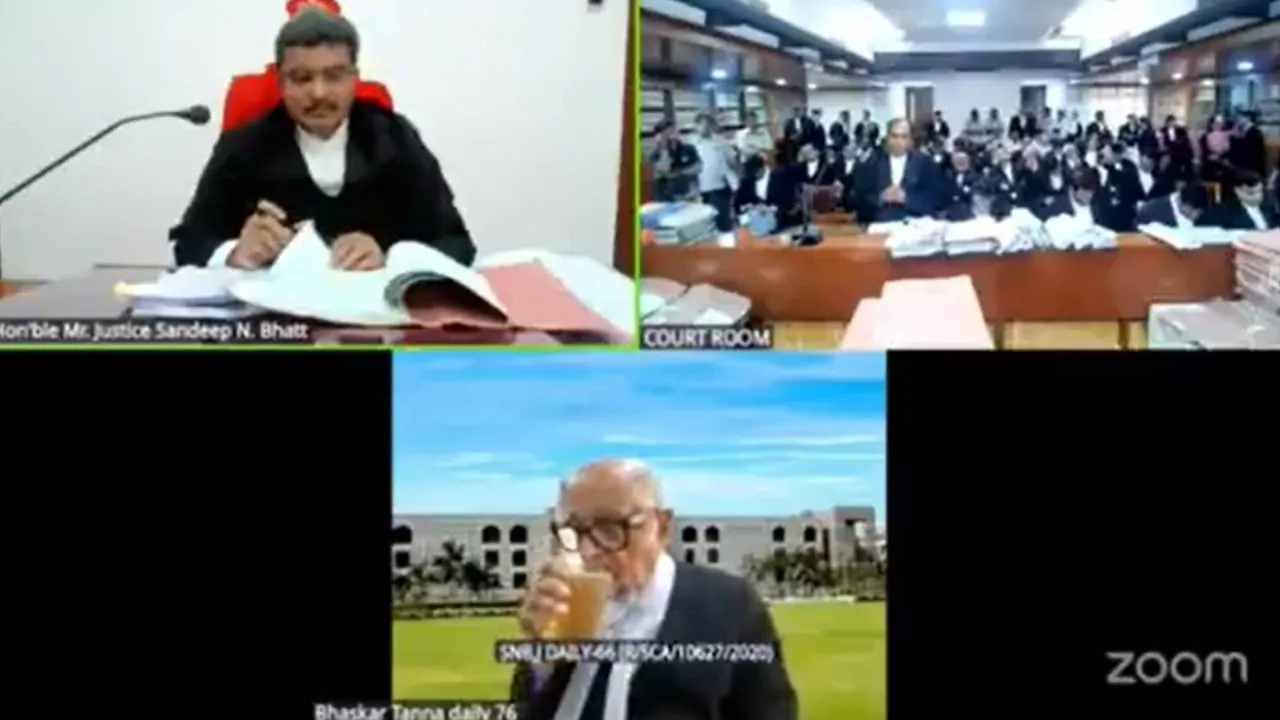 Shocking video shows Gujarat lawyer casually sipping on beer during court hearing