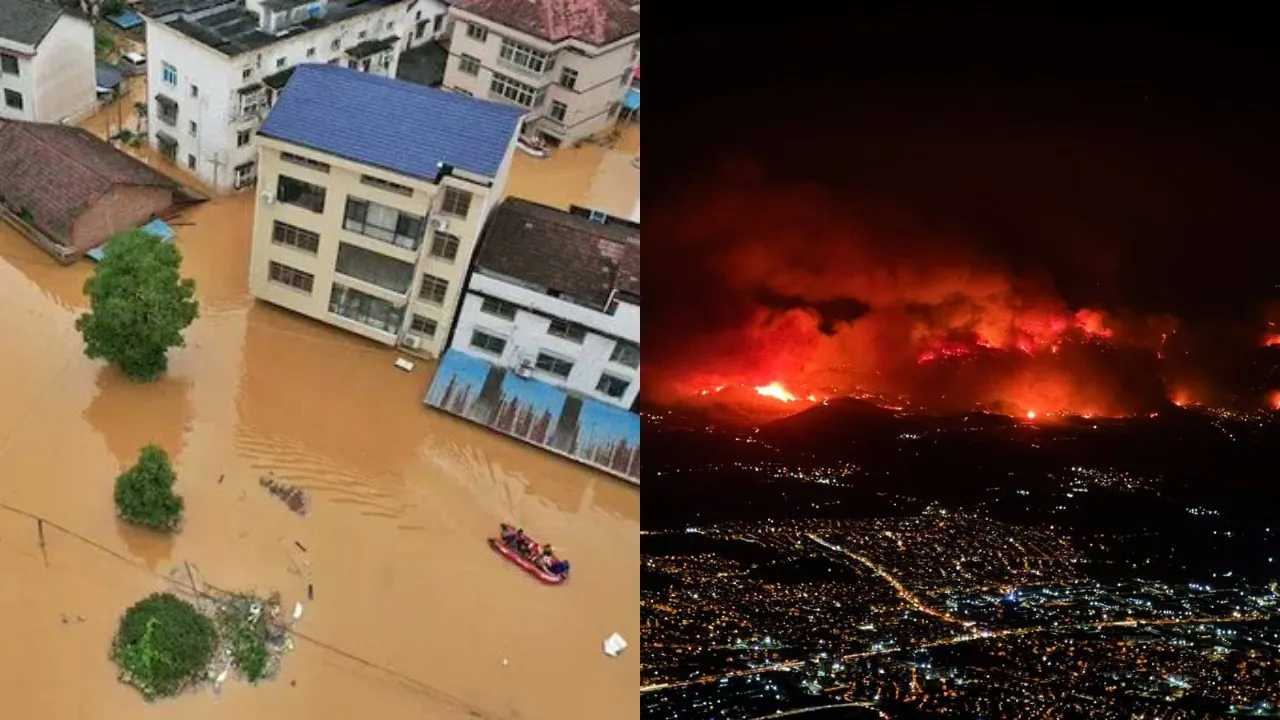 fires in Turkey and floods in China
