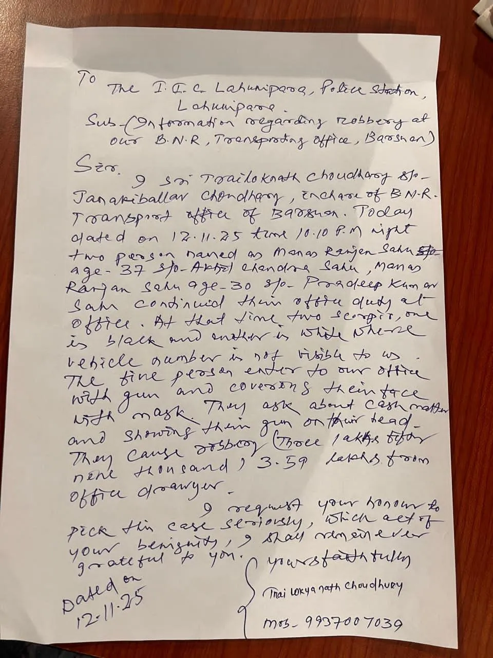 Loot from Transport Office