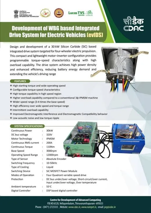 India Unveils Indigenous 30 kW Integrated Drive System for Electric Vehicles