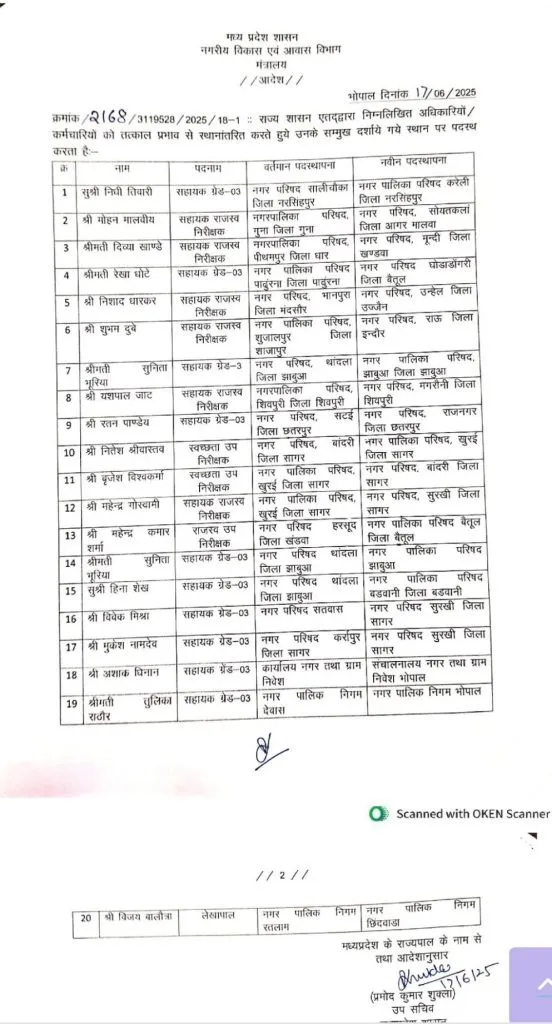 TRANSFER LIST