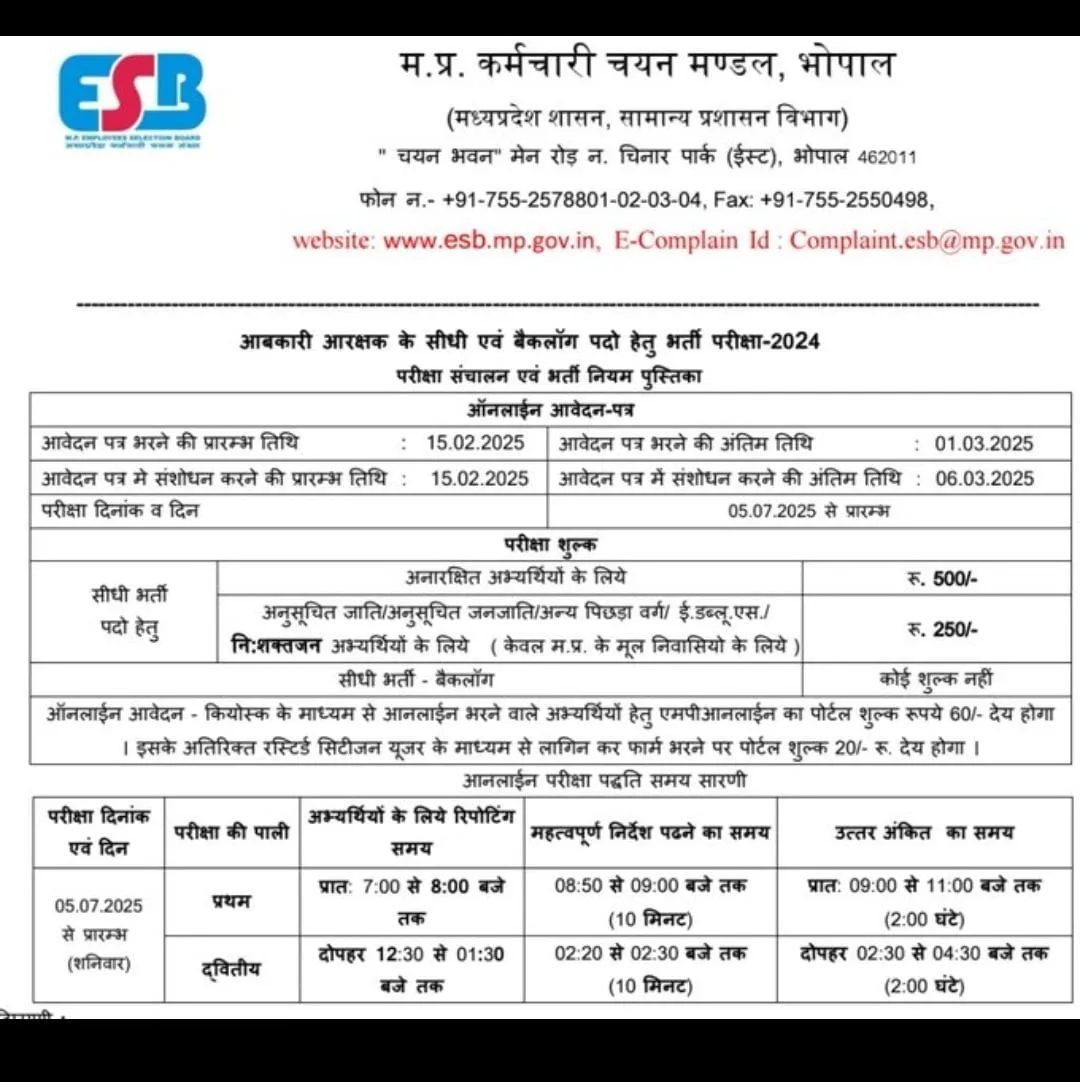 MPESB MP CONTABLE EXAM DATE
