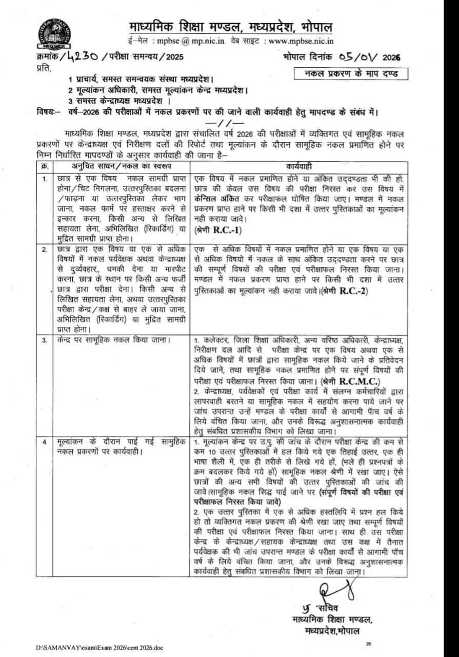 mpbse-mp-board-exam-2026-cheating-new-guidelines