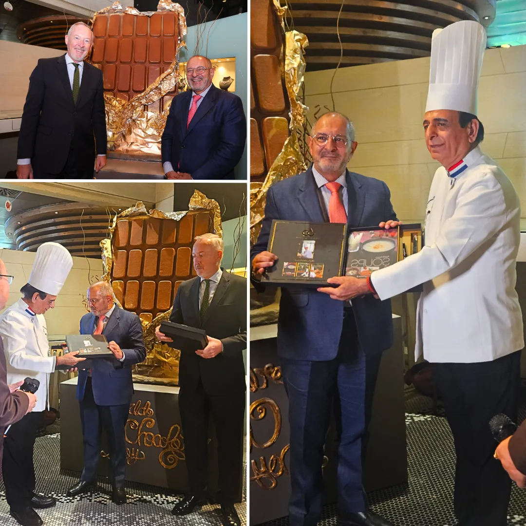 Chef Davinder Kumar, Didier Vanderhasselt, Ambassador of Belgium to India, and  Federico Salas, Ambassador of Mexico to India