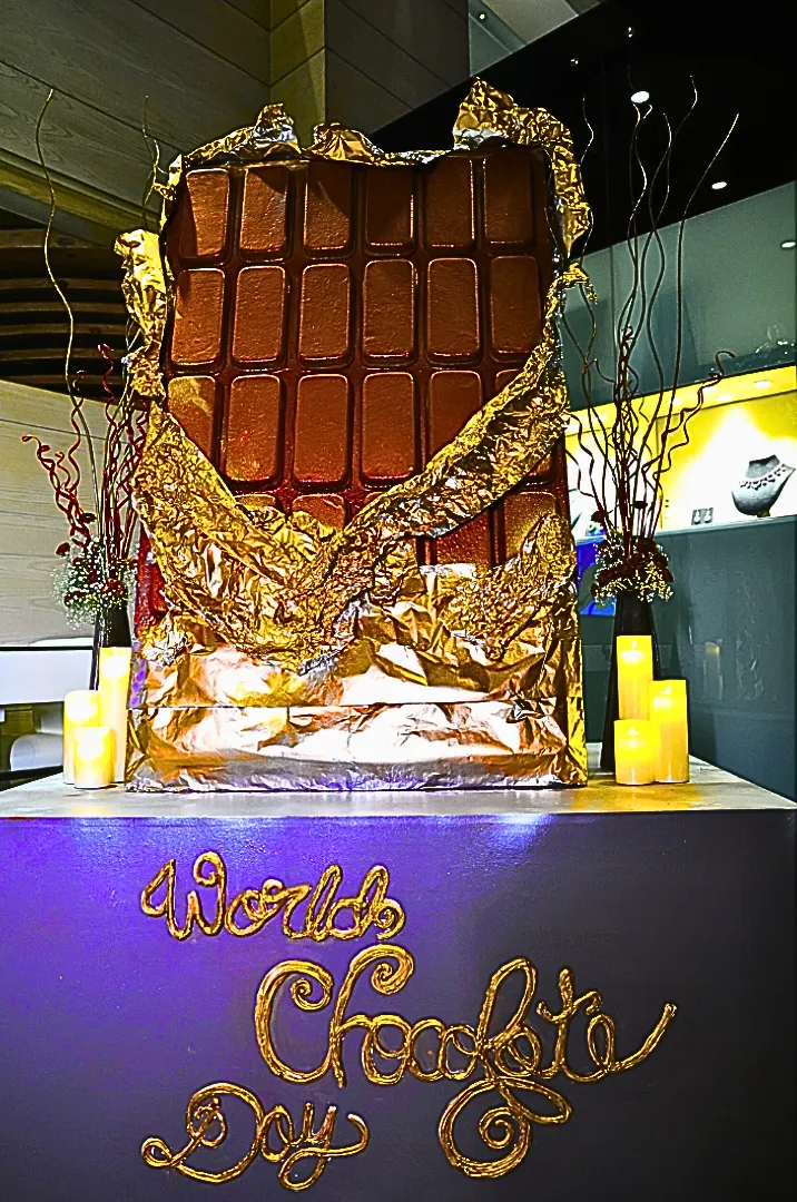 life-size chocolate bar sculpture titled Once Upon a Chocotales