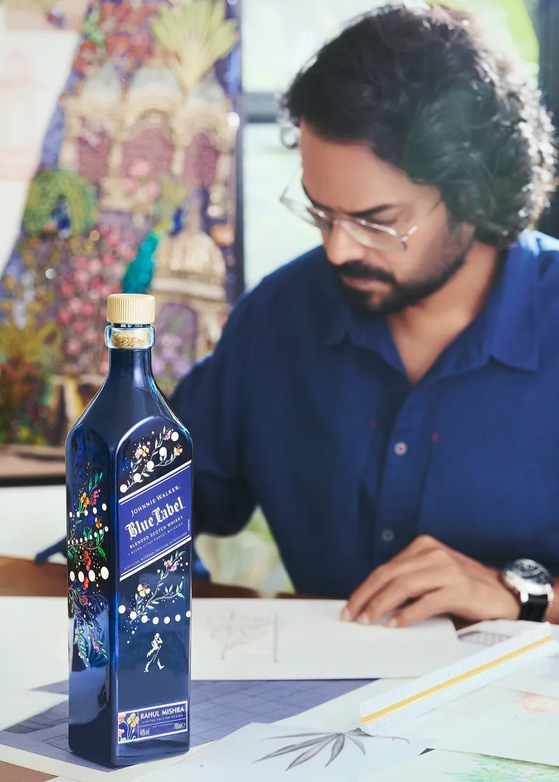 Johnnie Walker has unveiled a limited edition design of its iconic Blue Label in collaboration with Rahul Mishra