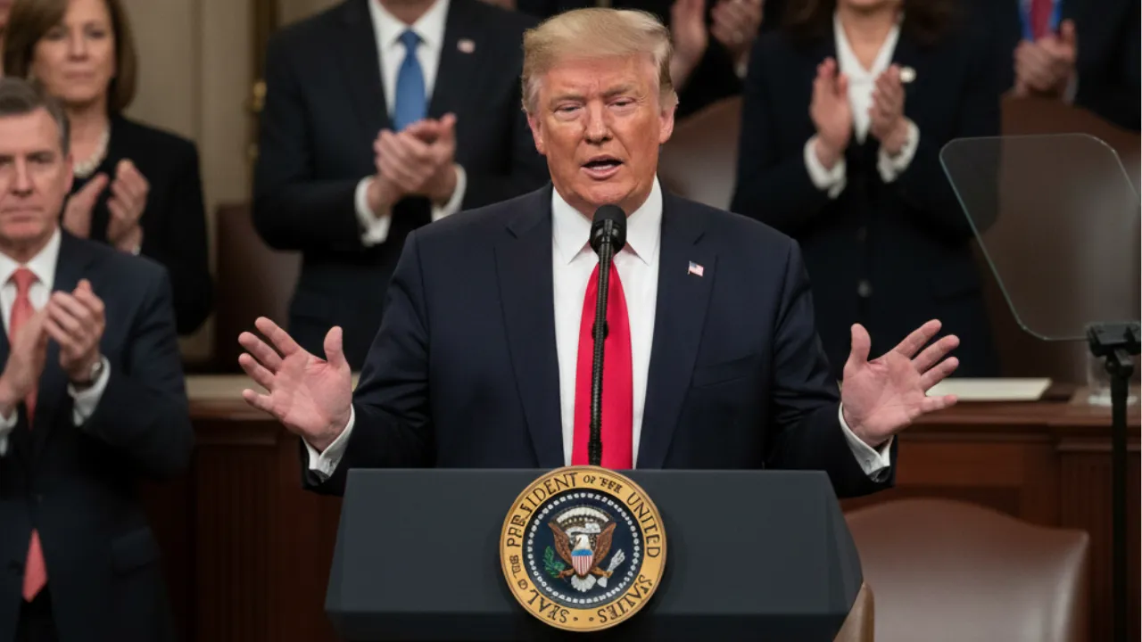 US President Donald Trump during his 2026 State of the Union address.