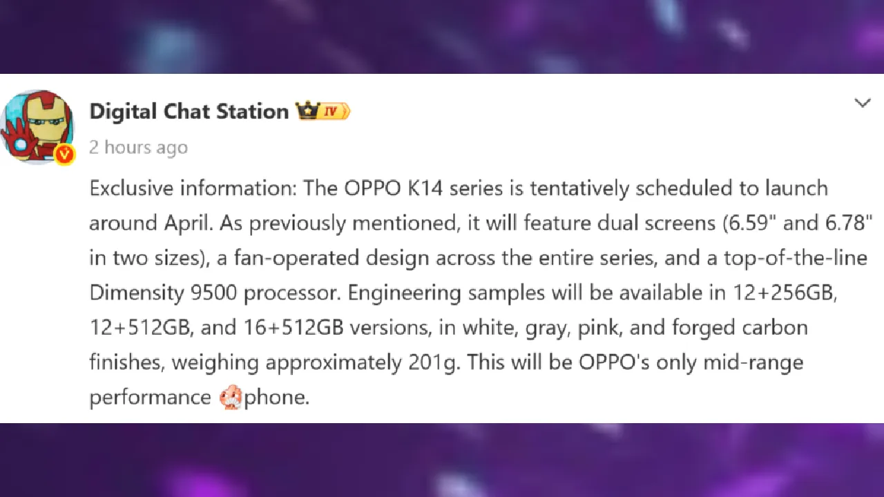 Oppo K14 Turbo Series