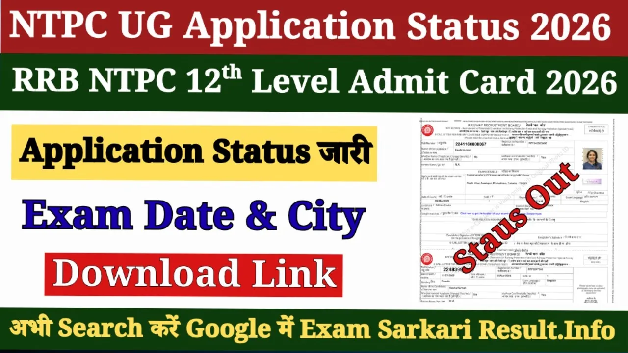 RRB NTPC UG Application Status 2026
