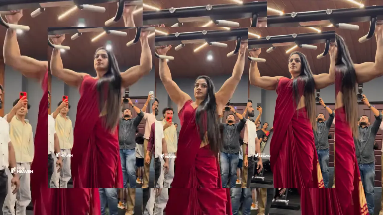 Woman Works Out in a Sari at the Gym